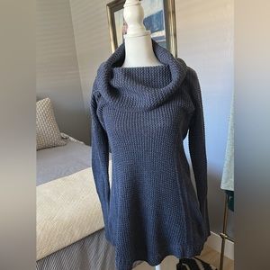 Anthropologie: Angel of the north navy blue cowl neck sweater. Size medium. EUC